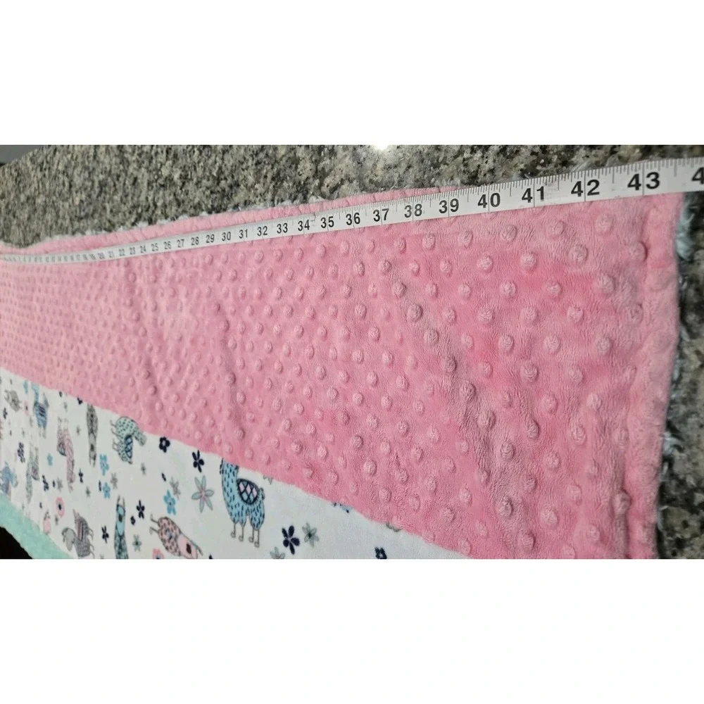 Girls Green Pink Blue Small Blanket With Name 